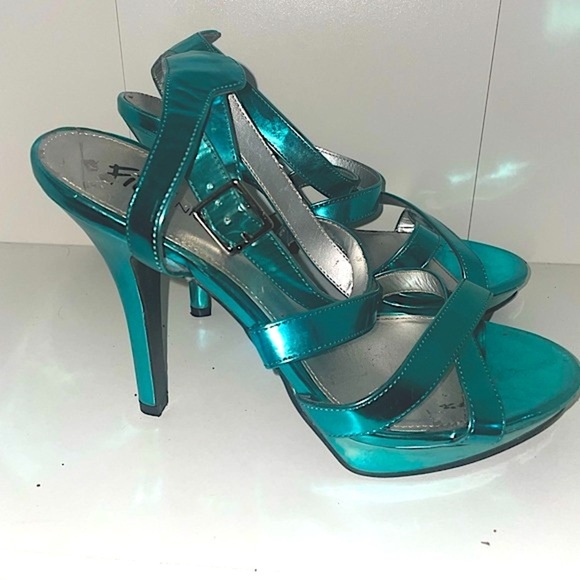 Vintage Shoes - Y2k Blue heels metallic heels formal platform heels party heels vintage heels